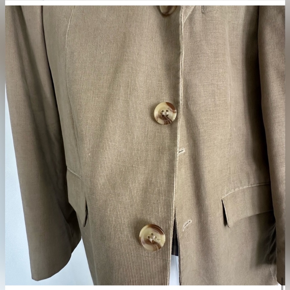 Vintage Men’s Tan Blazer Wear as Oversized Women’s Suit Jacket Coat Corduroy L - Picture 8 of 10